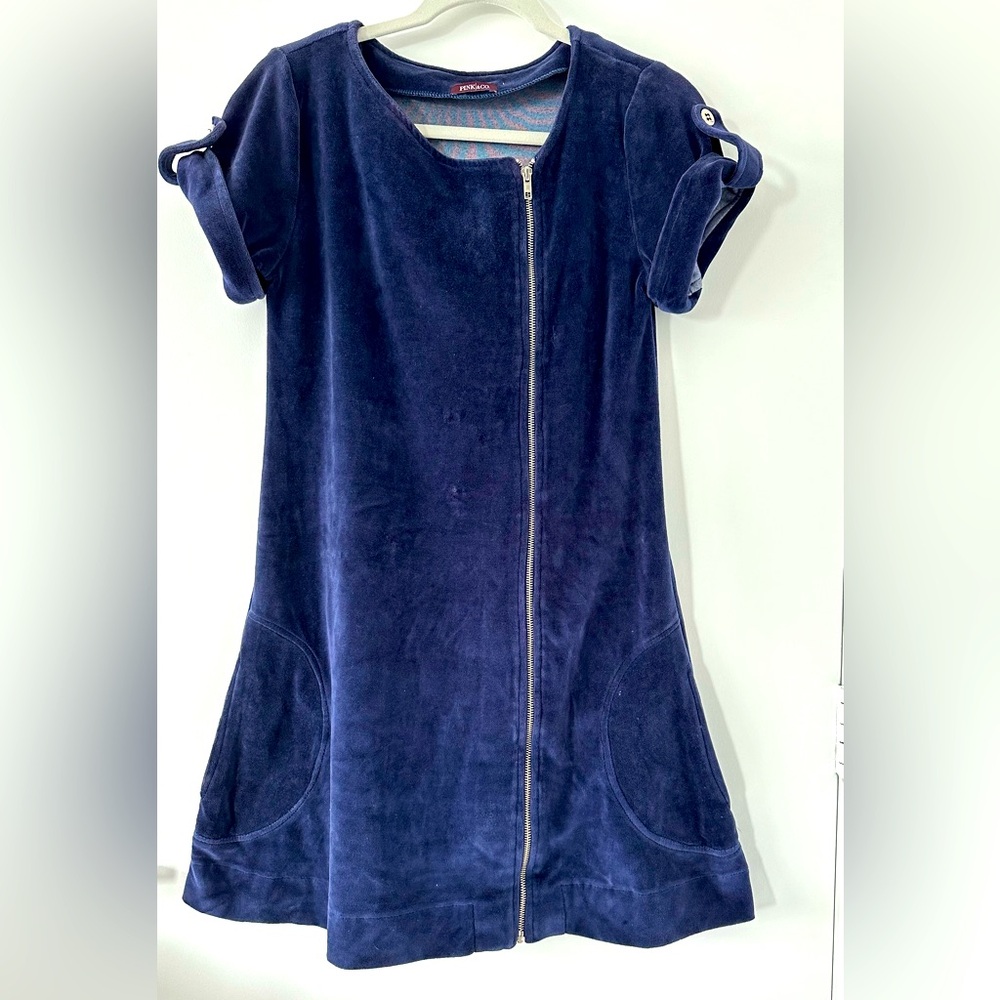 Pink & Co. Velvet Blue Dress with ziper